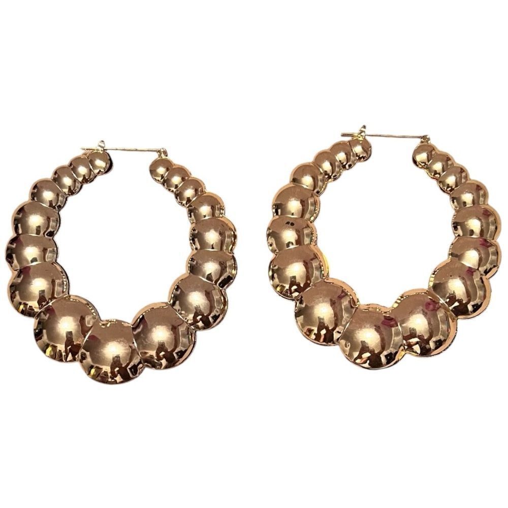 🤯5/$25🤯 Large Gold Tone Scalloped Hoop Earrings
